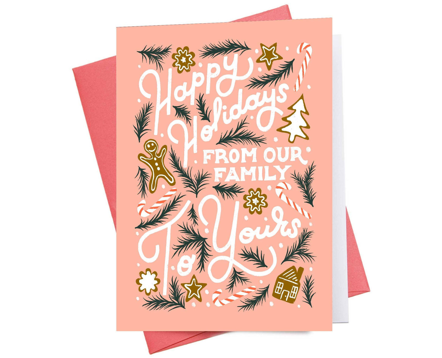 Happy Holidays Family Pink | Christmas Greeting Card