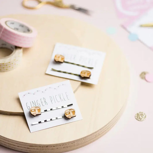 Wooden Caravan Hair Slides
