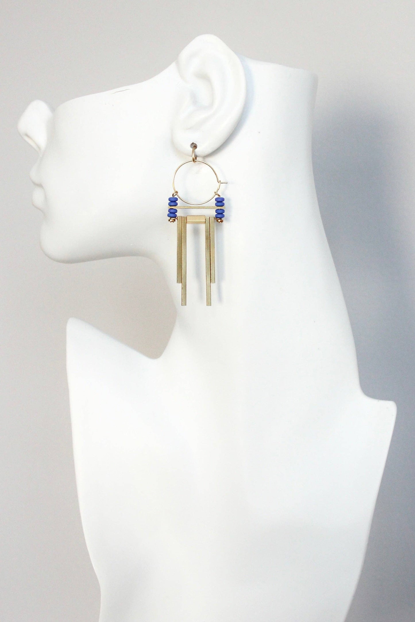 KYLE33 cobalt Artdeco hoop earrings