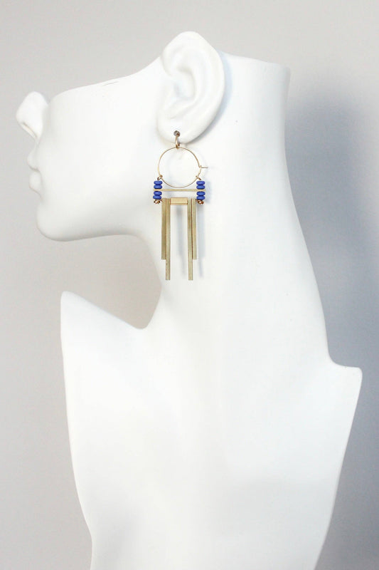 KYLE33 cobalt Artdeco hoop earrings