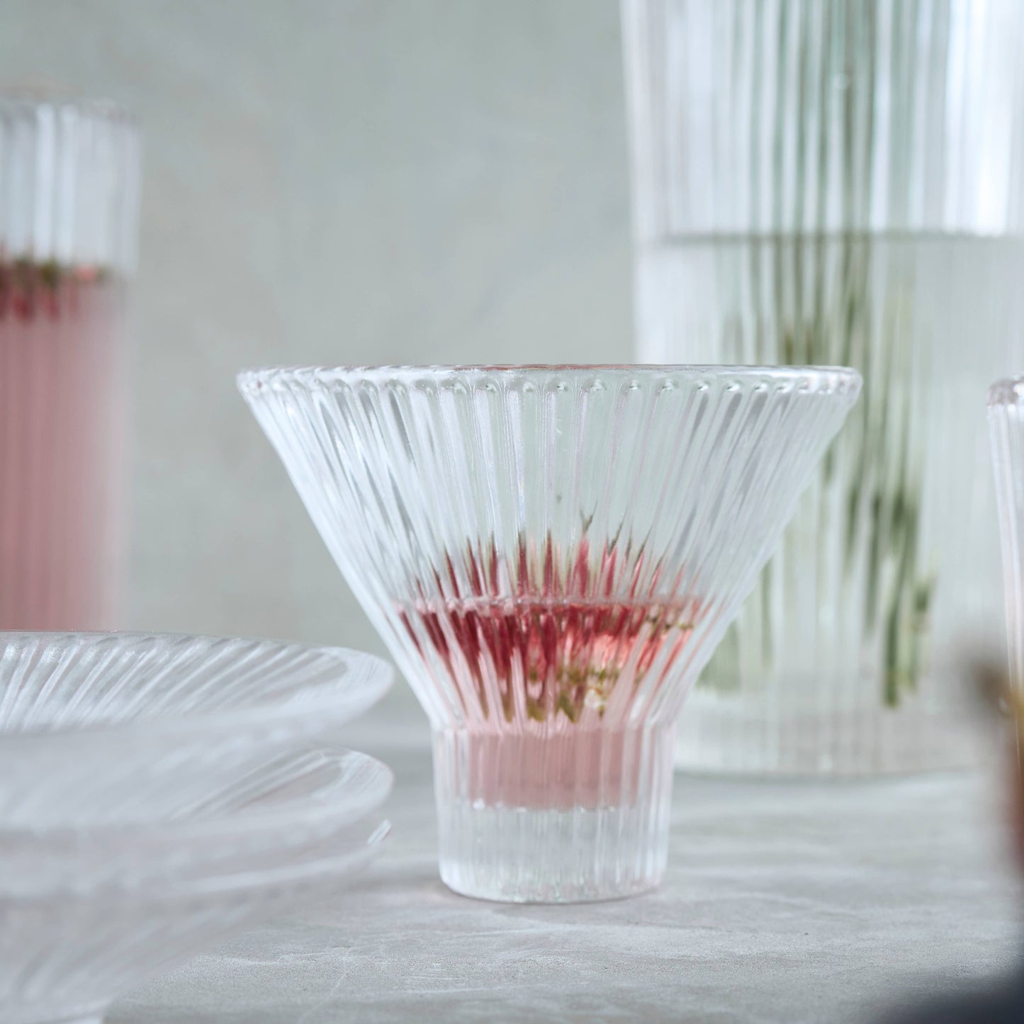 Pressed Clear Martini Glasses