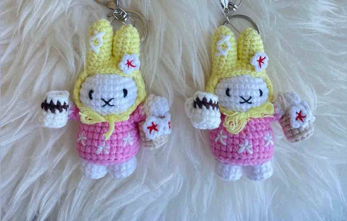 Crochet Miffy Keychain, Amigurumi Bunny, Handmade StuffedToy