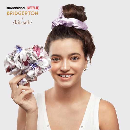 Bridgerton x Kitsch Satin Pillow Scrunchies - Floral