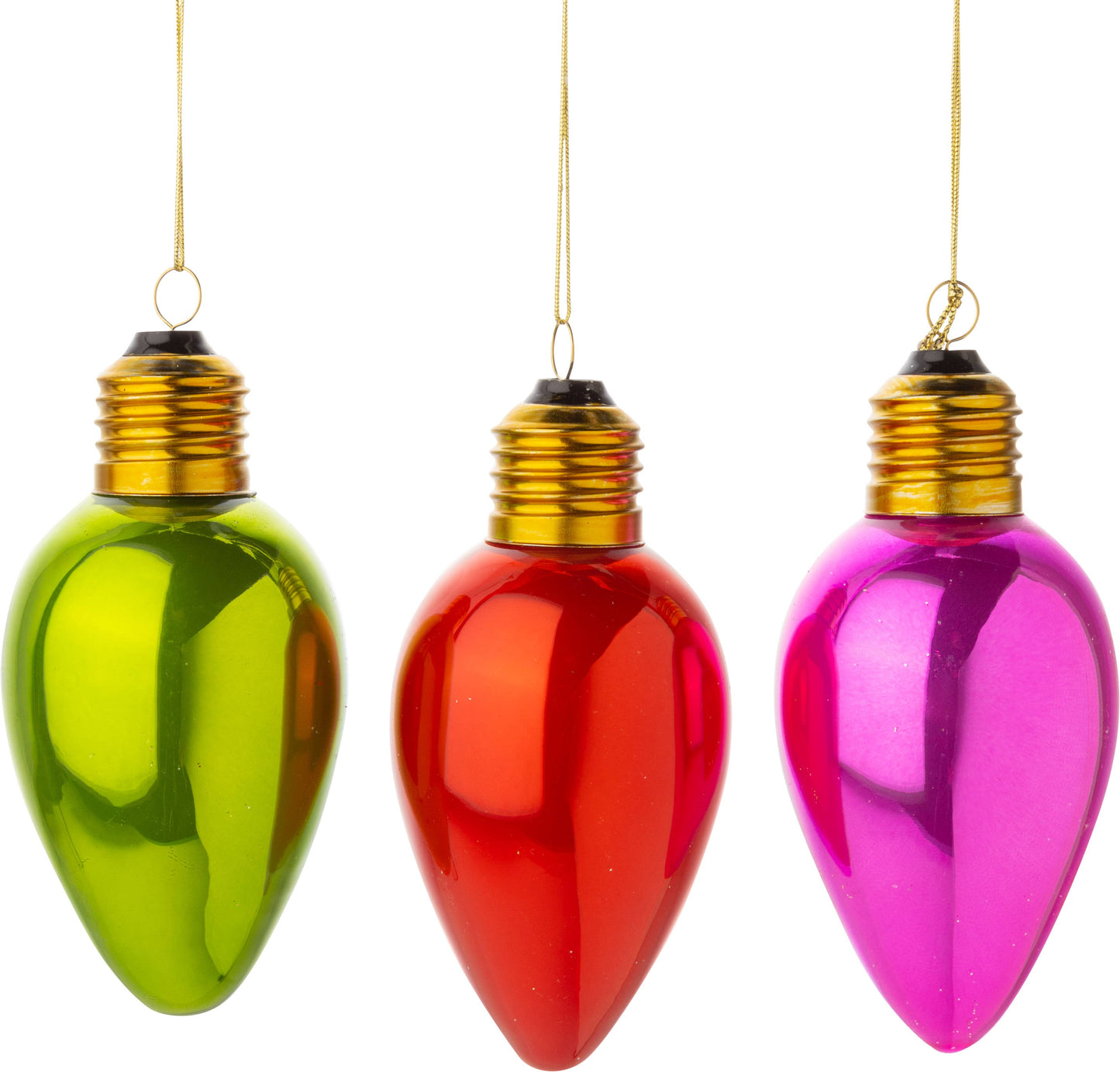 Asst'd glass holiday light bulb ornament