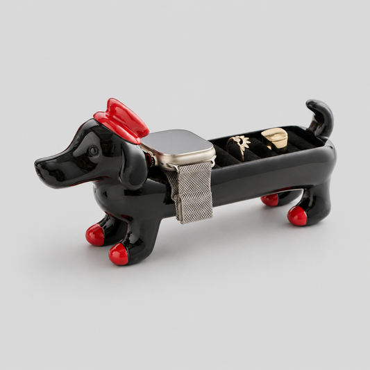 Whimsical Dachshund Resin Watch & Jewelry Holder