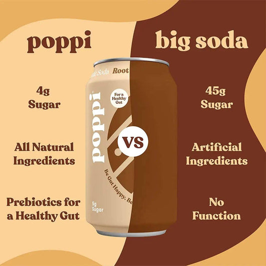POPPI Sparkling Prebiotic Root Beer Soda