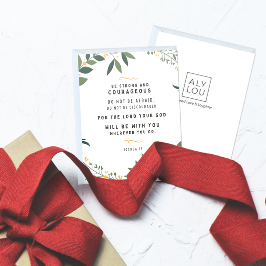 Religious Bible Quote Greeting Card (Strong and Couragesous)