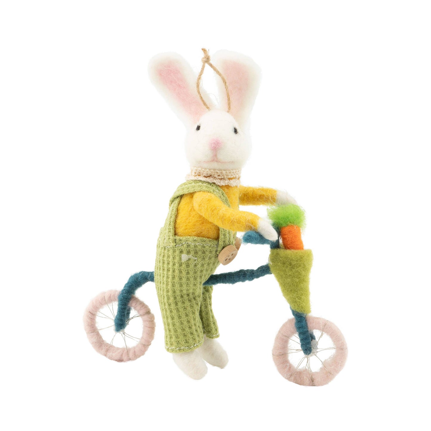 A23763:Felt bunny on bike ornament