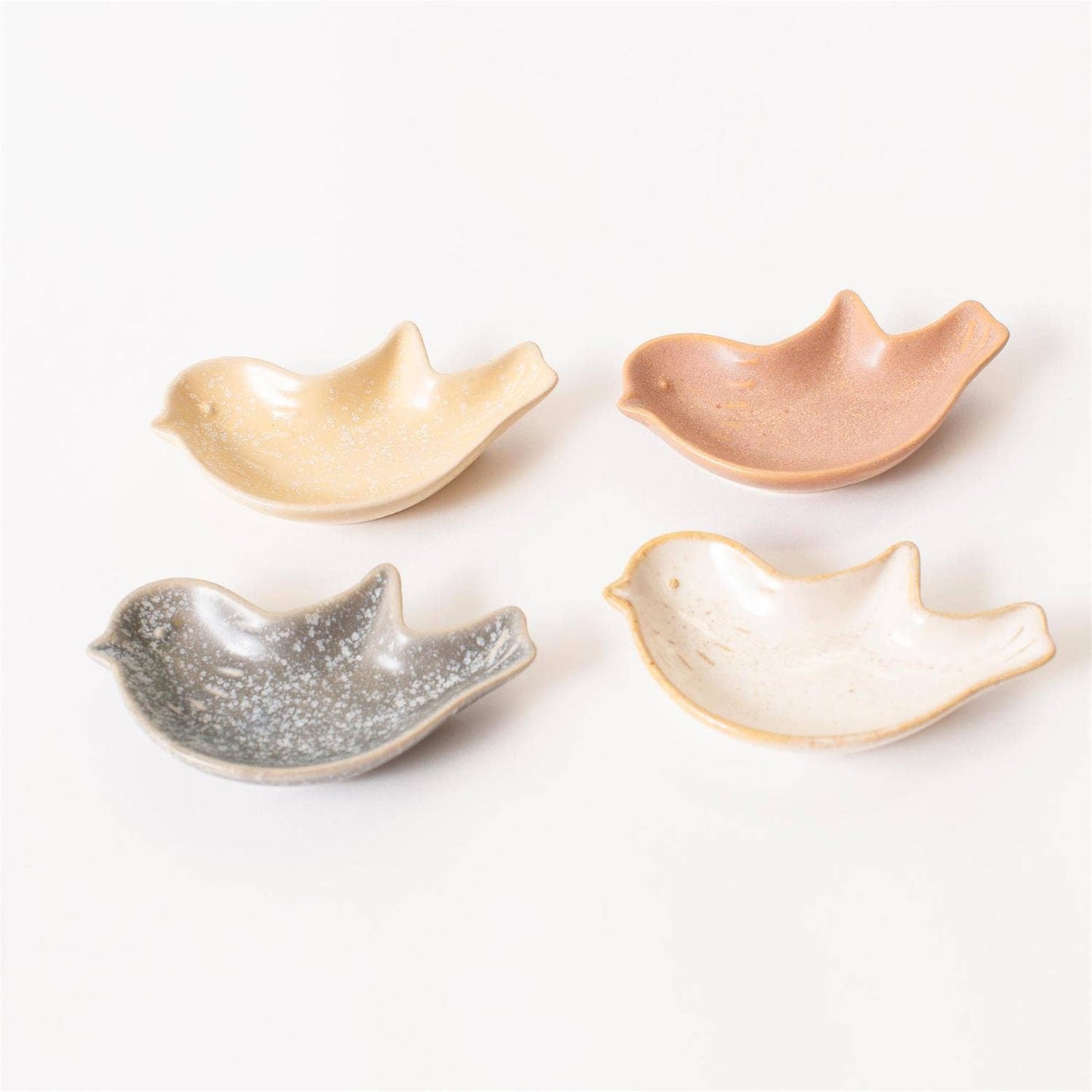 Mini Reactive Glaze Bird Trinket Trays Assorted