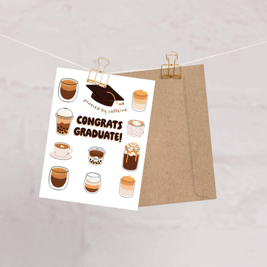 Coffee Graduation Card | Caffeine Drink Bubble Tea Congratulations