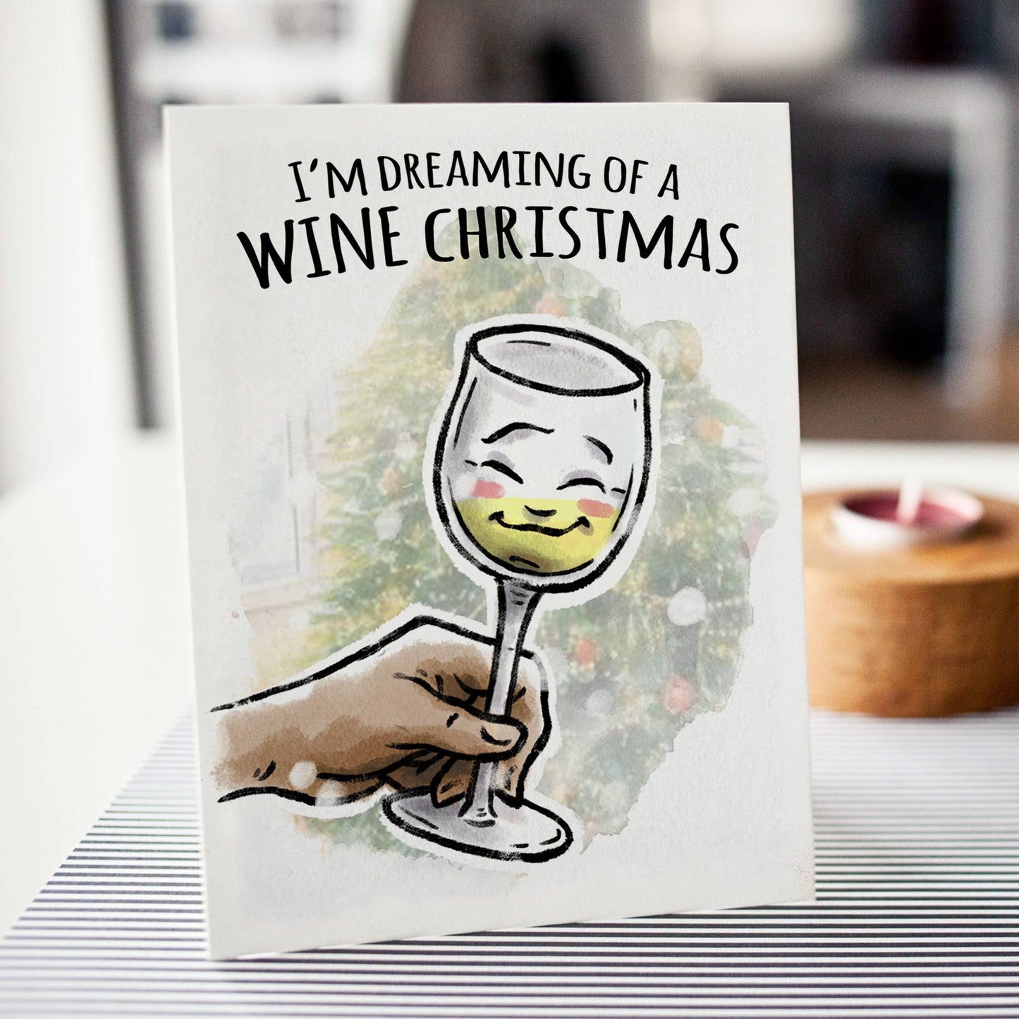 "Dreaming of a Wine Christmas" - Funny Drinking Holiday Card