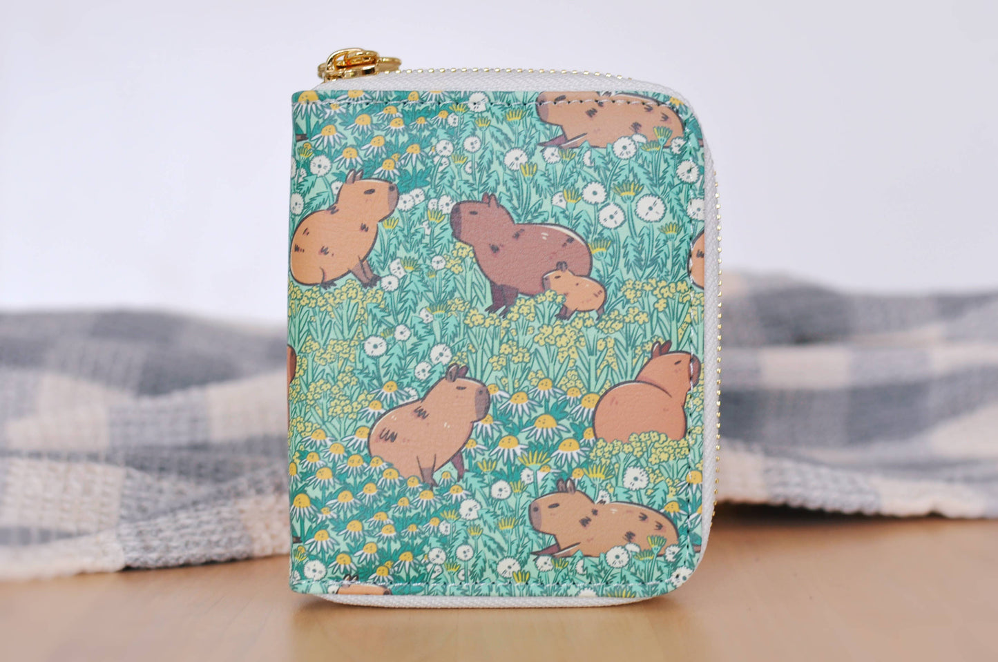 Capybara Pattern Zipper Wallet featuring Noristudio Capybara