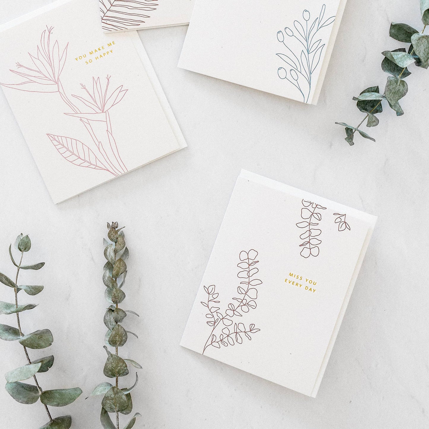 Miss You Botanical Card