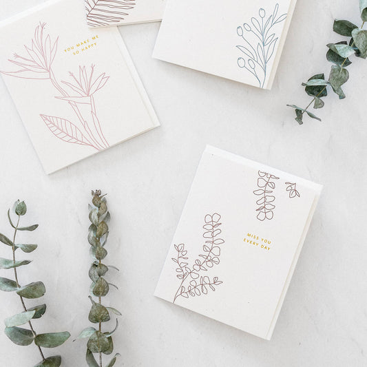Miss You Botanical Card