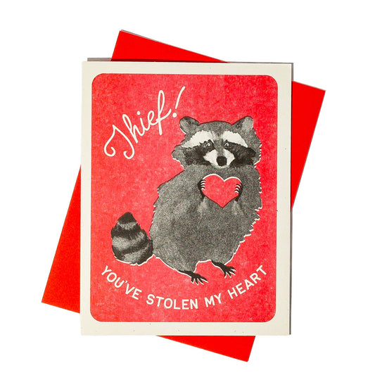 Thief! Raccoon- Risograph Card
