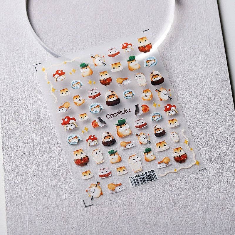 Chipmunk Embossed Pattern Design Nail Deco Sticker