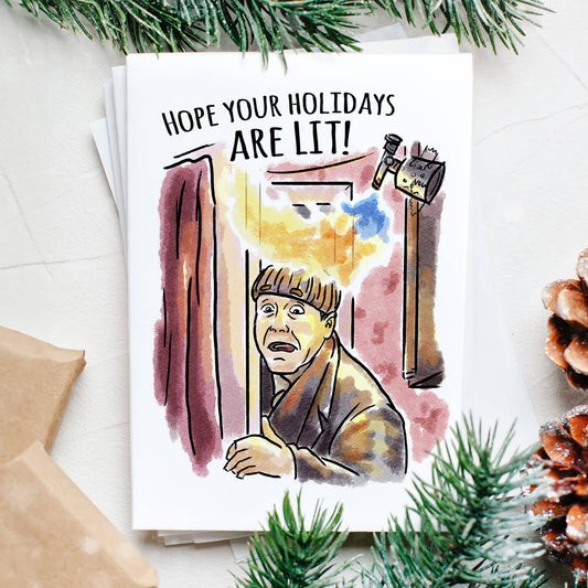 "Holidays are Lit" - Accidental Staycaction Christmas Card