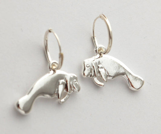 Manatee Hoop Earrings - silver Natural History