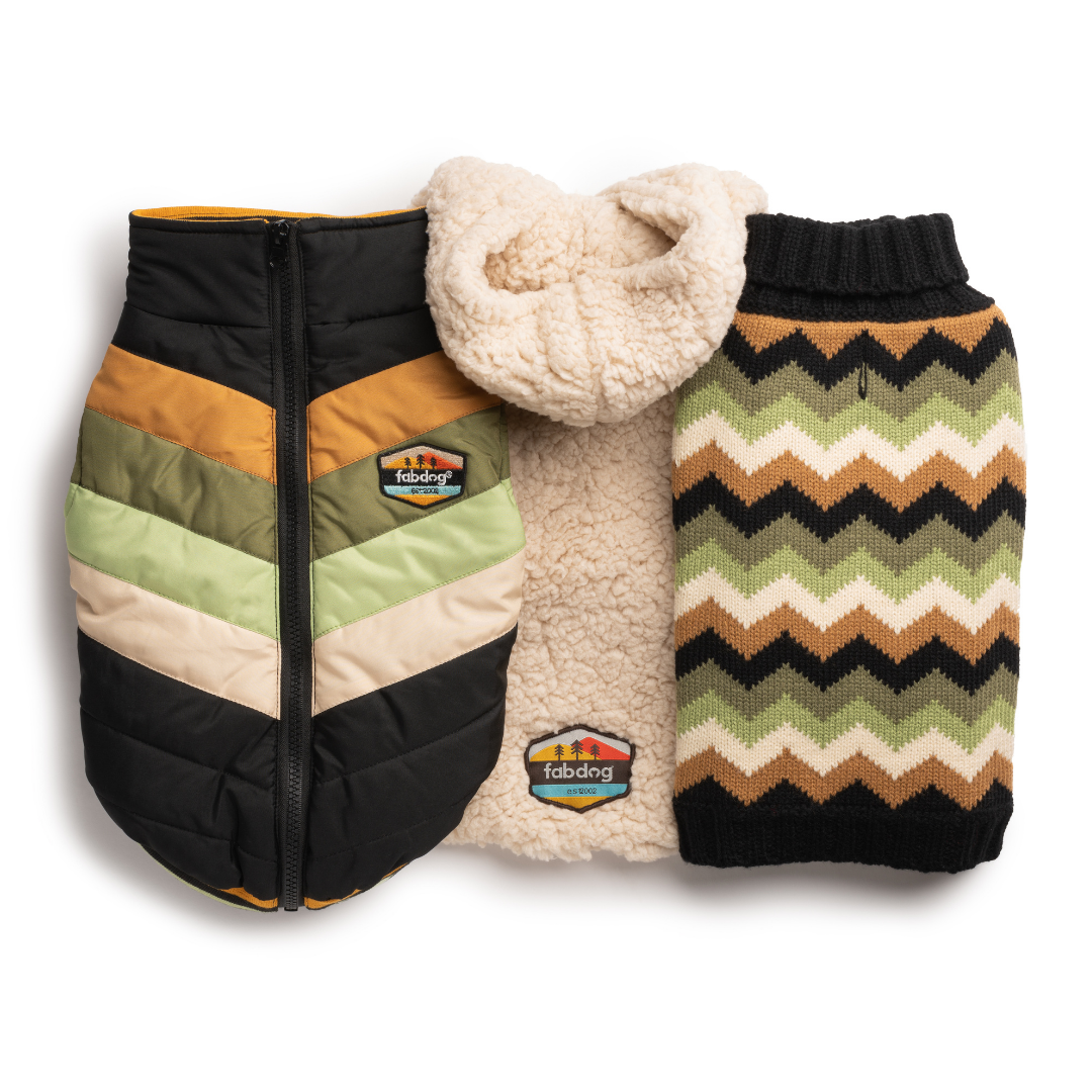 Black Chevron Dog Coat