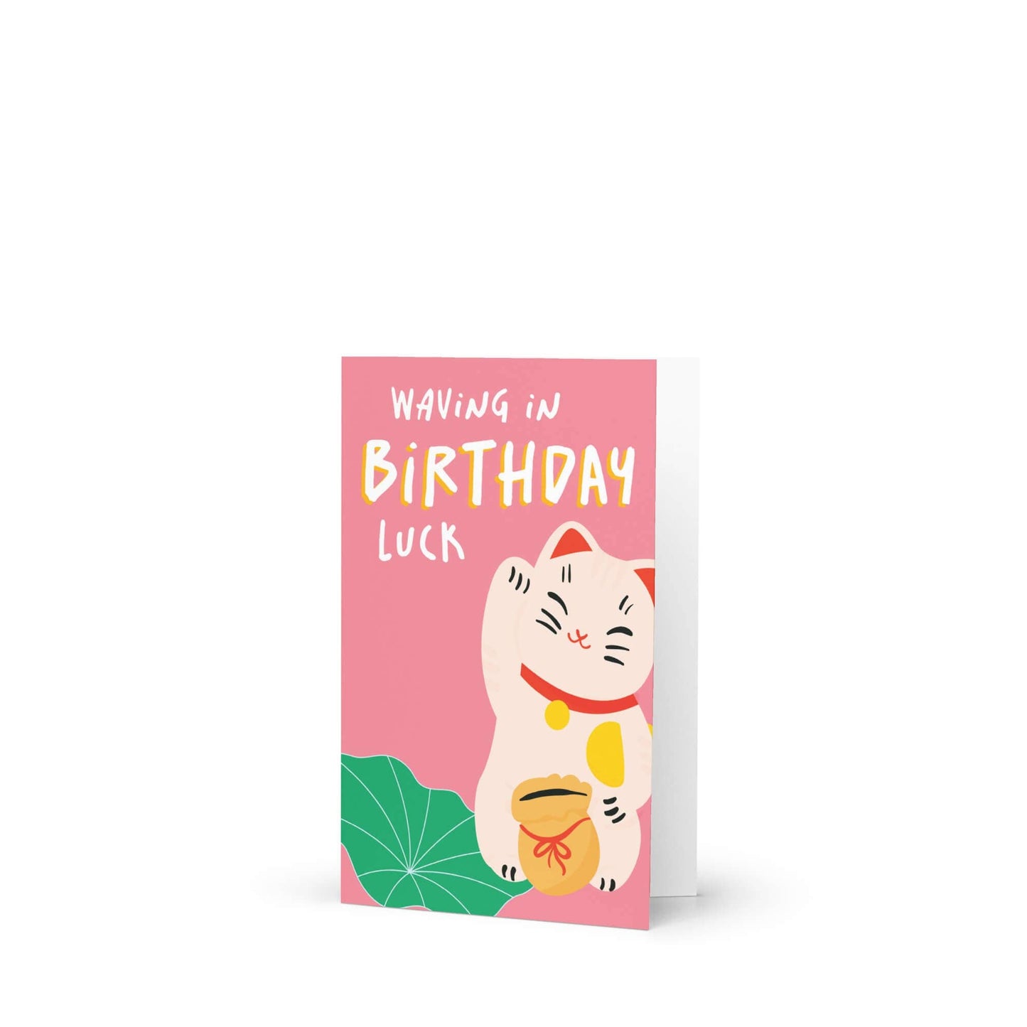 Waving in Luck Funny Birthday Card | Chinese Lucky Cat Asian Cards