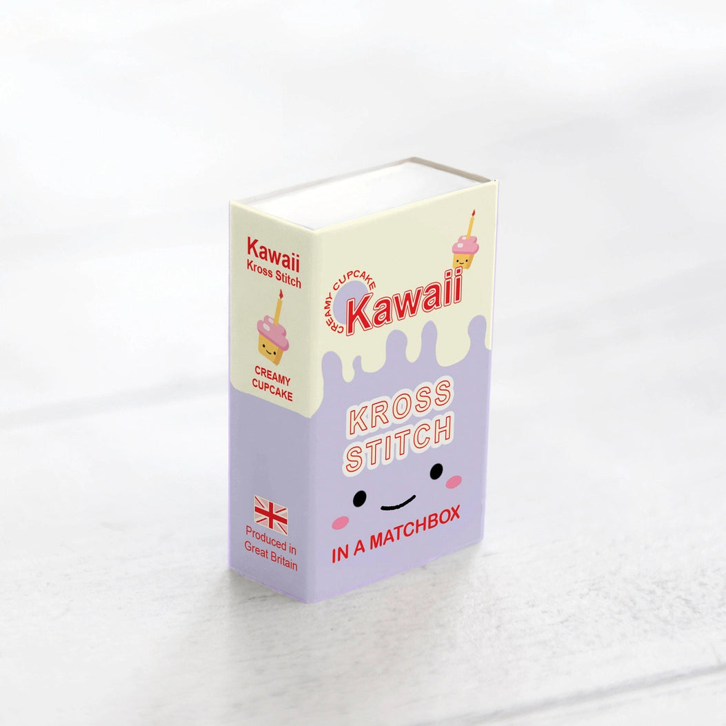 Kawaii Cup Cake Mini Cross Stitch Kit in A Matchbox
