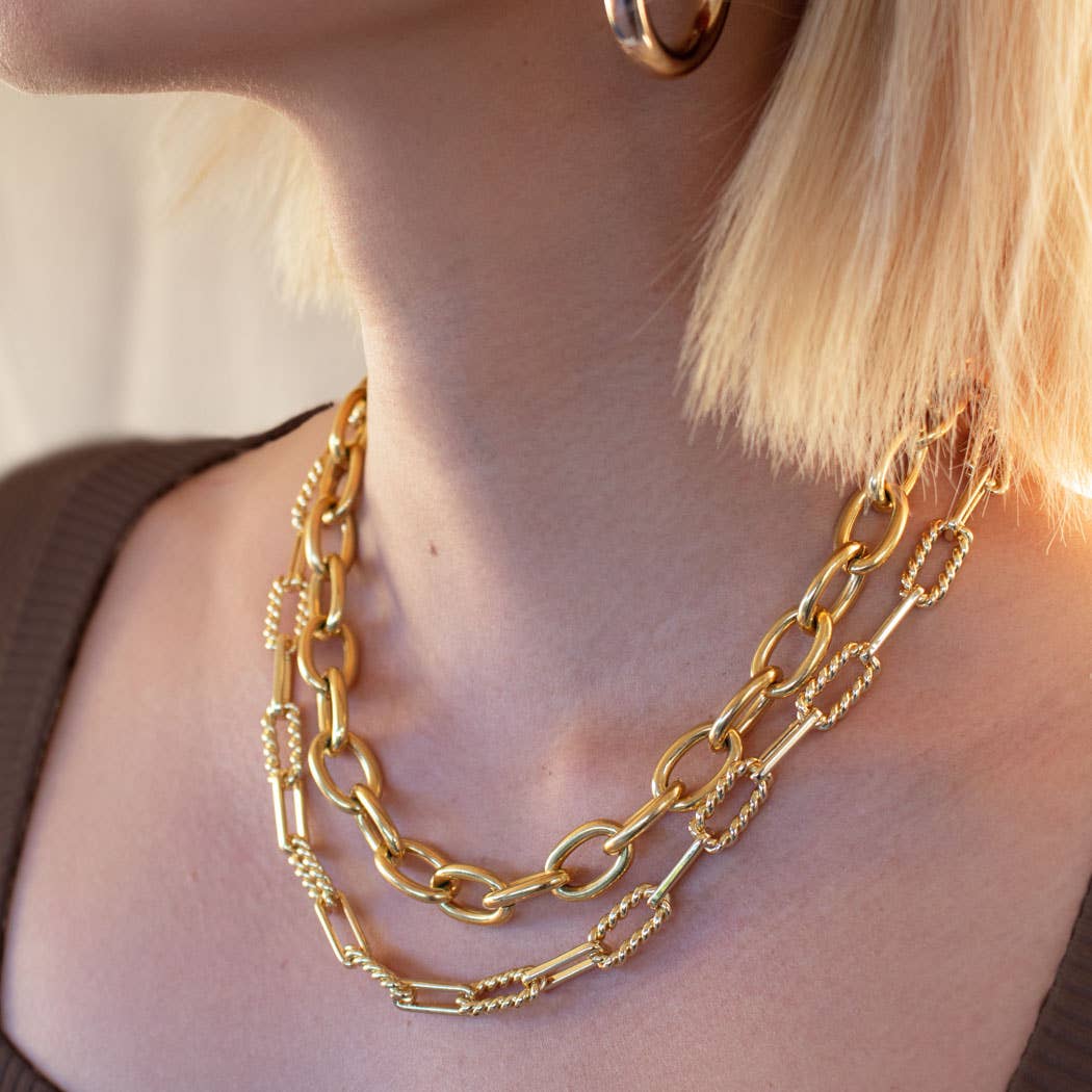 1993 Chain Necklace Bold 18K Gold Chain Round Link Statement