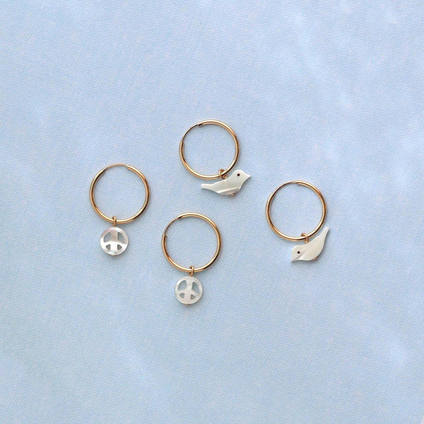 Mother of Pearl Bird Hoop Earrings