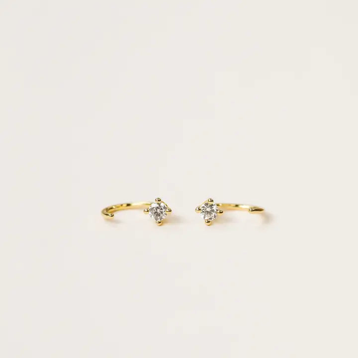 Cz Huggies - White - Earring