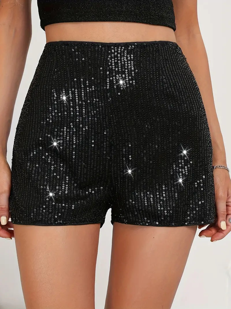 Solid Color Sequin Knitting Shorts Assorted colour