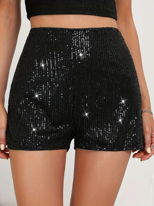 Solid Color Sequin Knitting Shorts Assorted colour