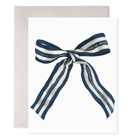 Big Navy Striped Bow Thank You Cards | Boxed Set of 6
