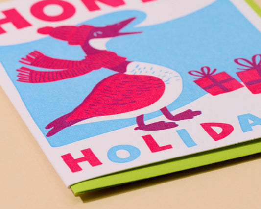 Letterpress Holiday Card - Honky Holidays (Silly Goose)