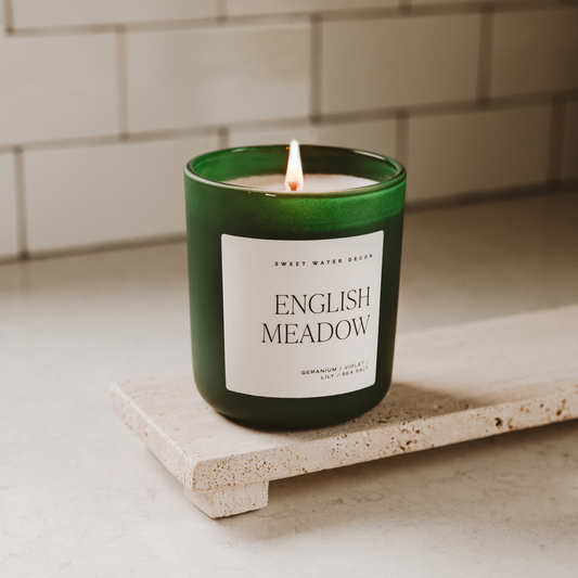 English Meadow 15 oz Soy Candle, Matte Jar- Home Decor