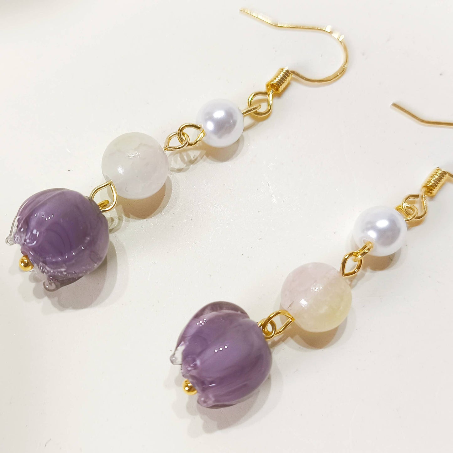 E200 lavender flower dangle earrings, flower earrings