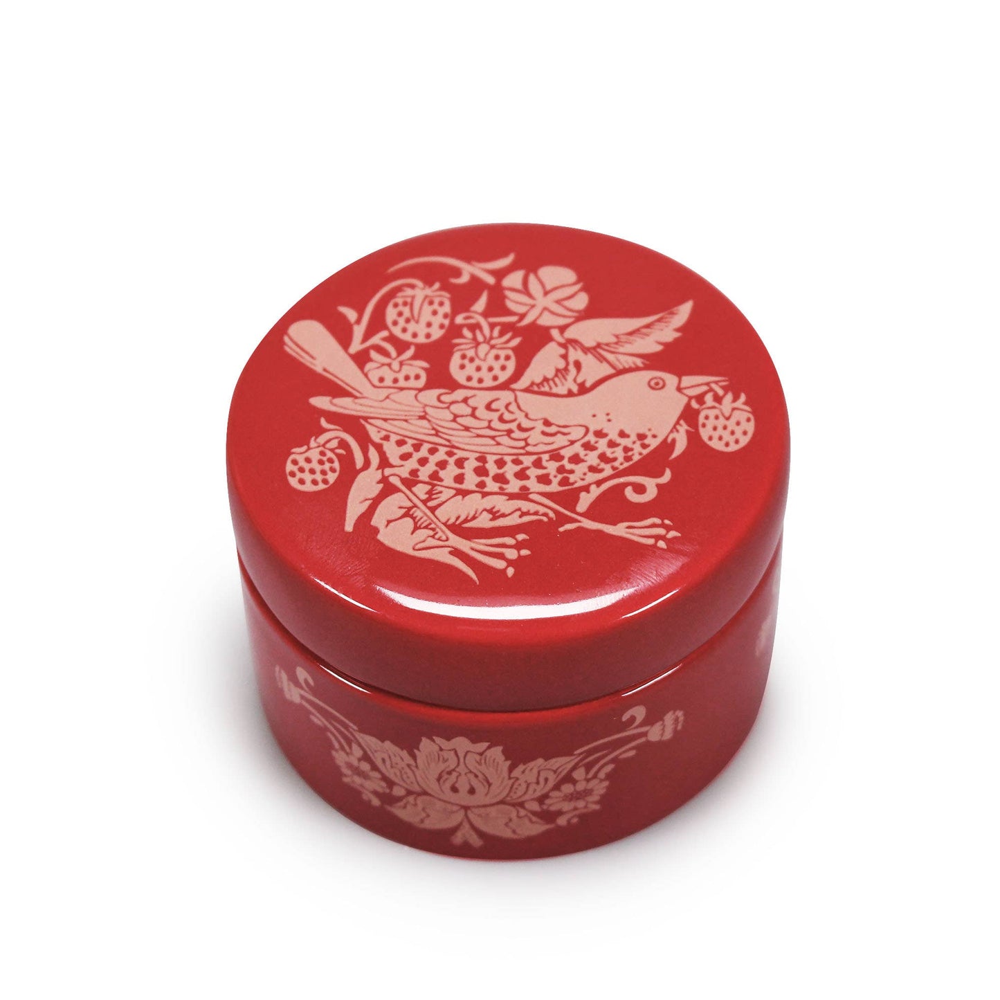Ceramic Trinket Box William Morris StrawberryThief Raspberry