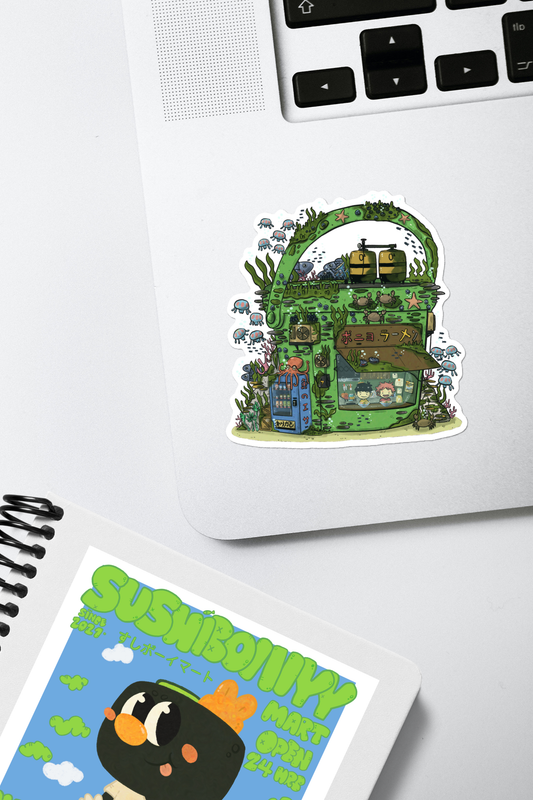 Ponyo Bucket Ramen Shop Vinyl Sticker