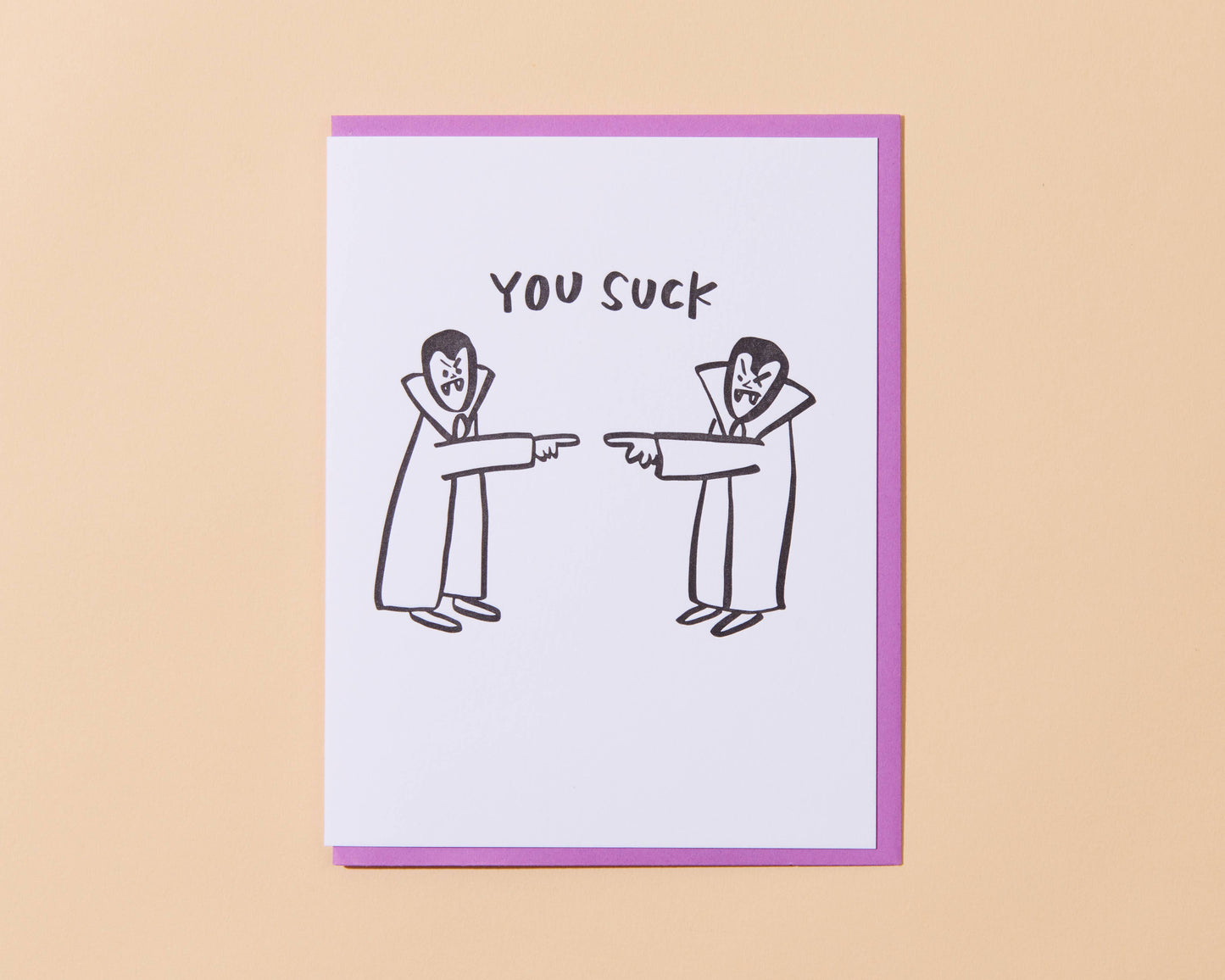 You Suck Halloween Letterpress Greeting Card- Made in USA