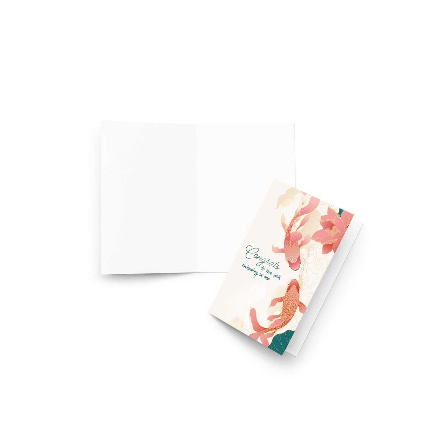 Koi Fish Asian Wedding Cards | Elegant Chinese Two Souls Swimming