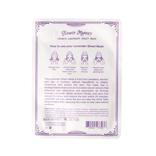 French Lavender Sheet Mask - Natural, Soothing, Paraben-Free