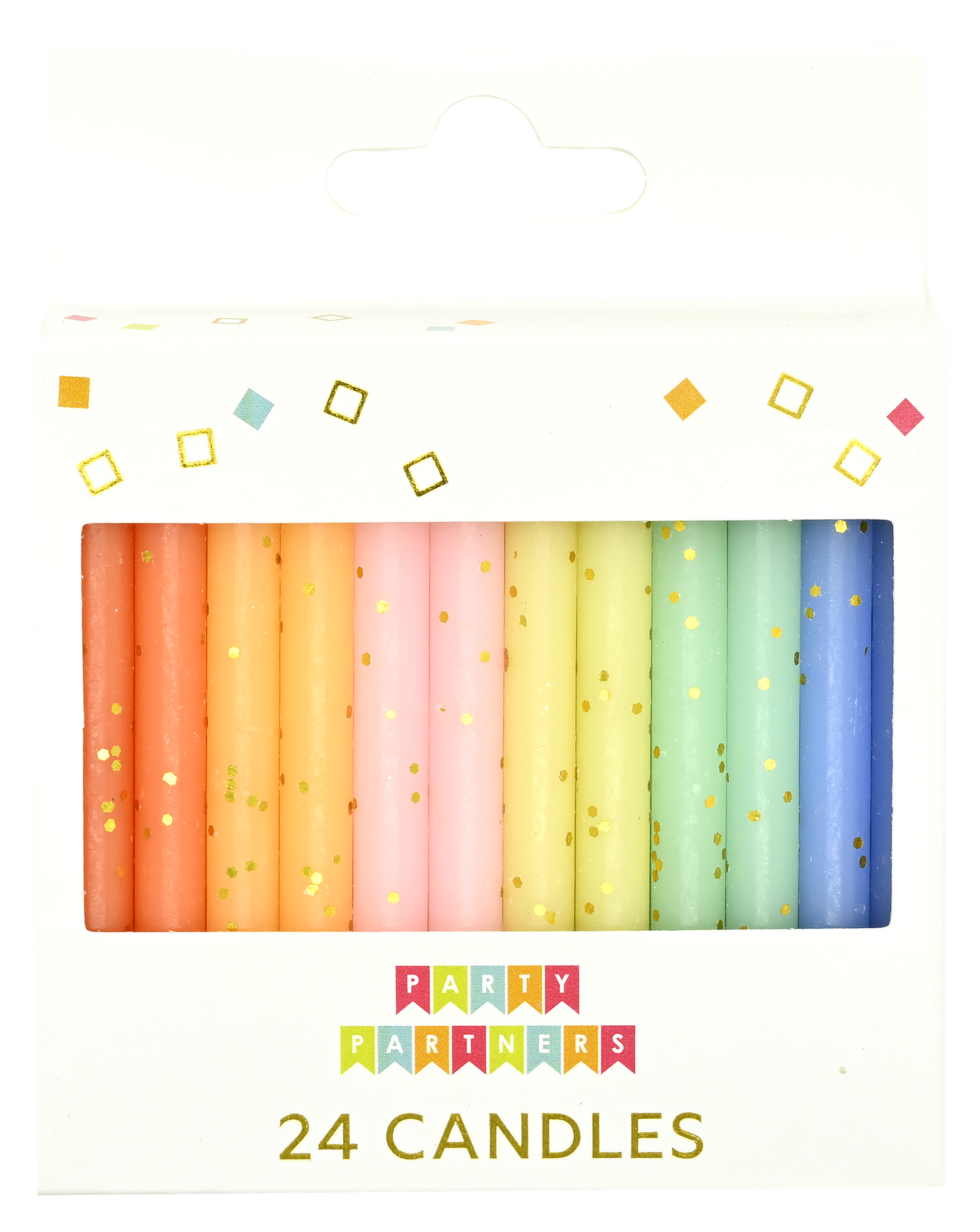 Candle Set - Rainbow Glitter 24CT