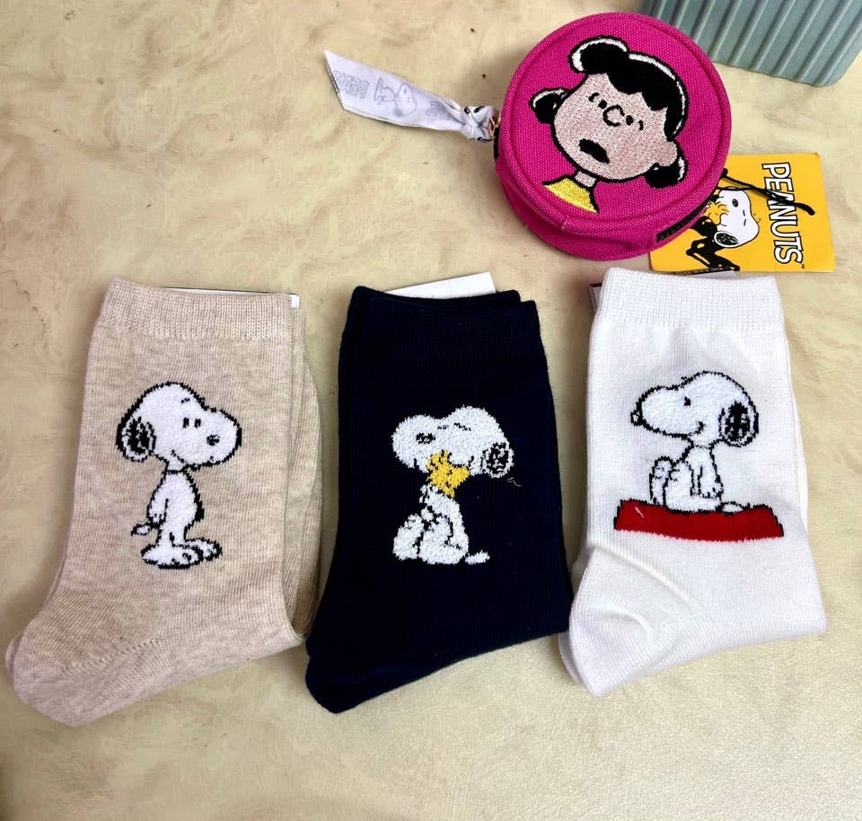 Peanuts 3D Snoopy Ankle Mid Calf Socks-Cotton ultra Soft
