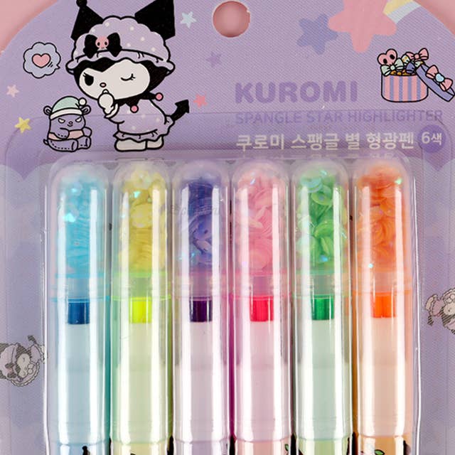 Sanrio Star Shape Highlighter with Spangle Cap 6PCS set