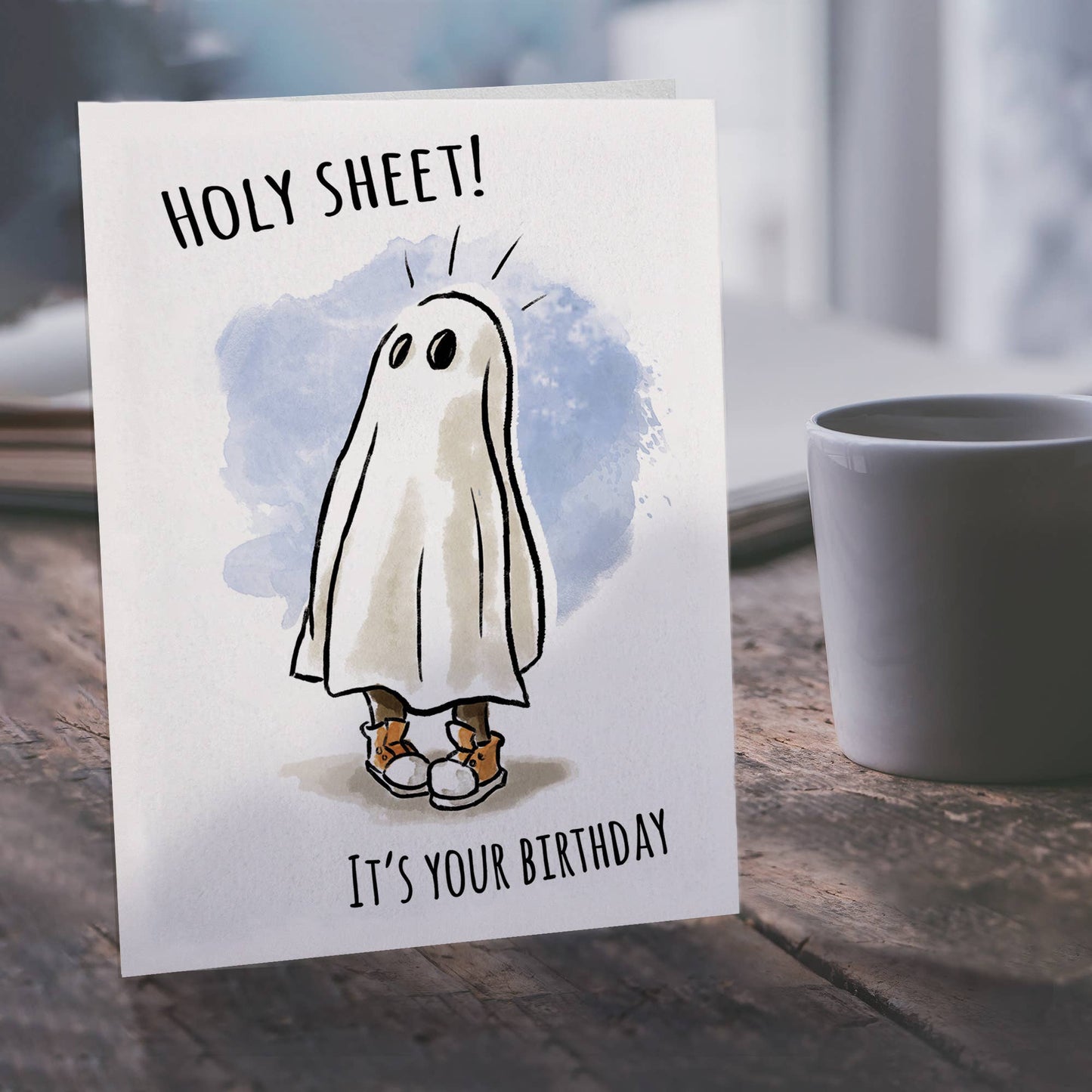 "Holy Sheet!" - Funny Ghost, Horror, Halloween Birthday Card