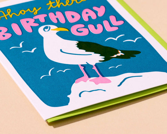 Birthday Gull Letterpress Birthday Card - Made in USA - Seagull, Ocean, Seaside, Birthday Girl