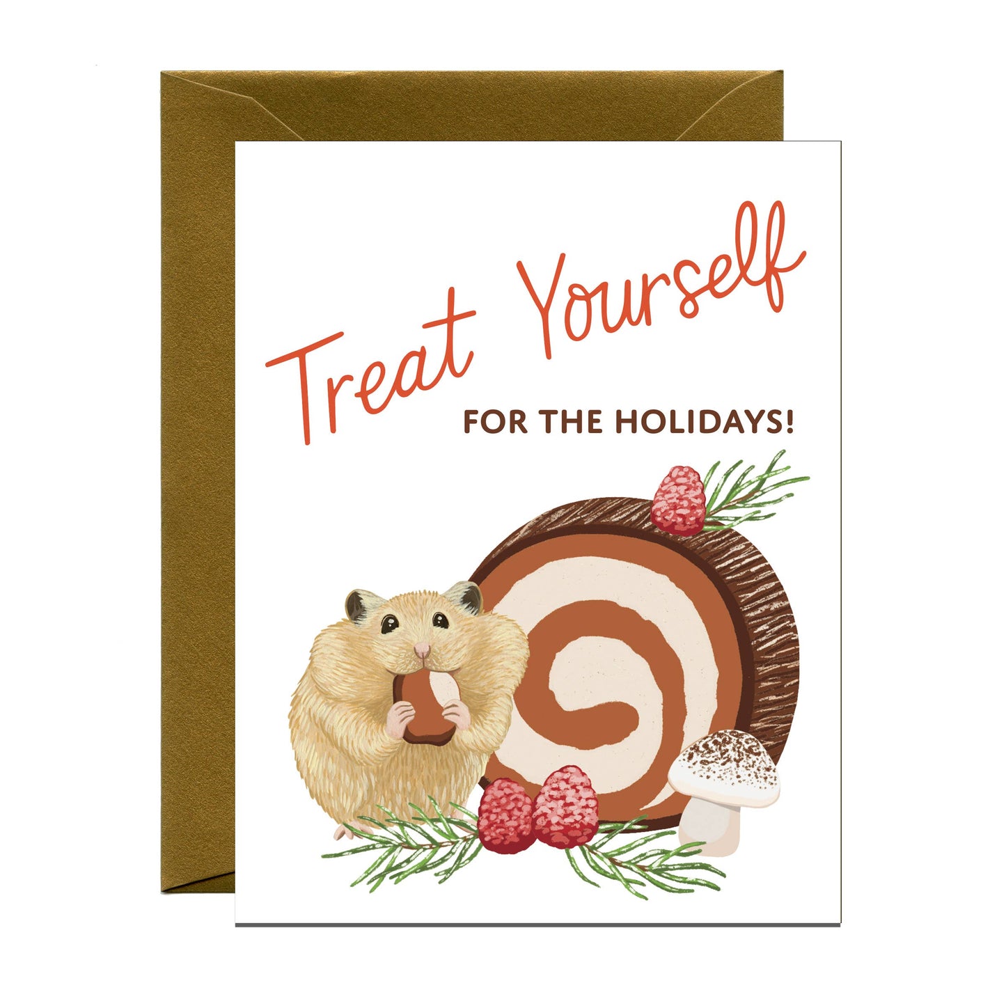 Hamster Buche de Noel Dessert Holiday Cards