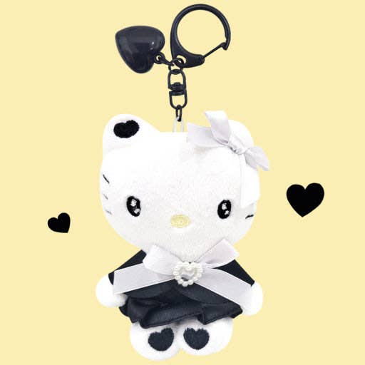 New Limited- Sanrio Black Heart Ribbon Plush Keyring