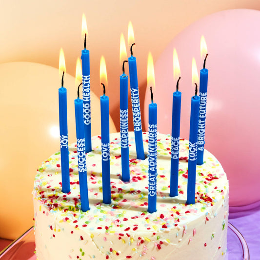 Wishing You: Long 5" Birthday Candles (10 Pack), Blue