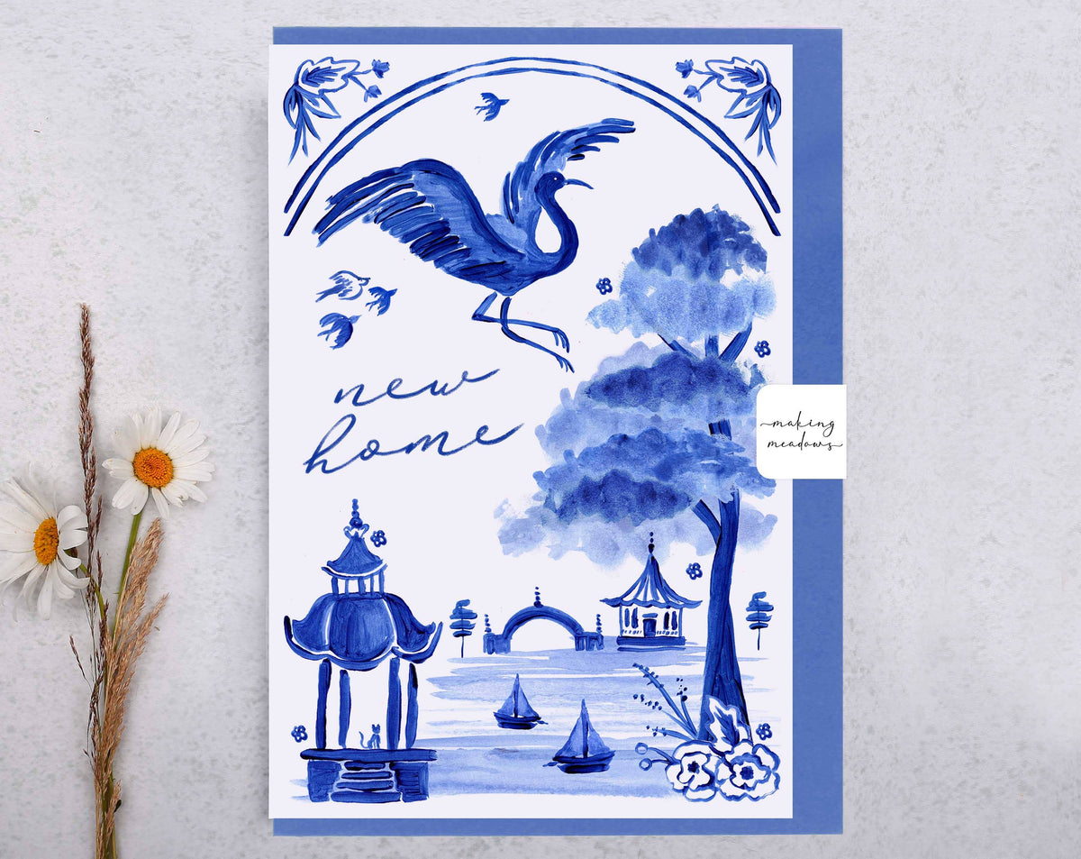 New Home Card | Bird Flying Over Landscape Greeting Card