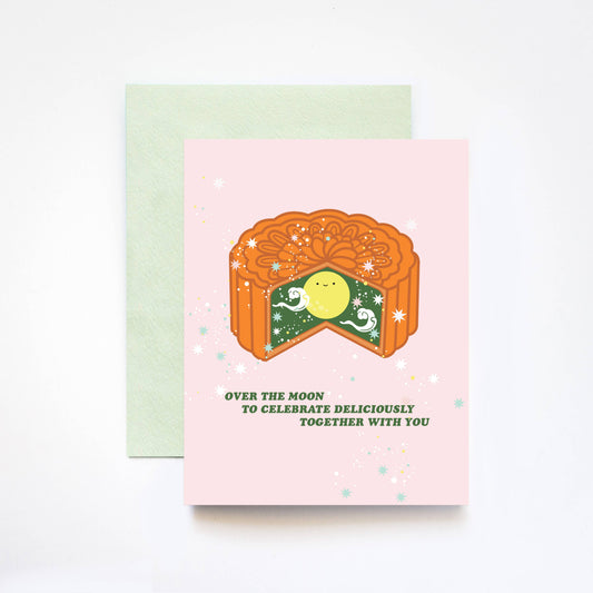Mooncake Mid Autumn Moon Festival Holiday Greeting Card
