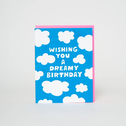 Dreamy Birthday Clouds Letterpress Greeting Card by Ashkahn